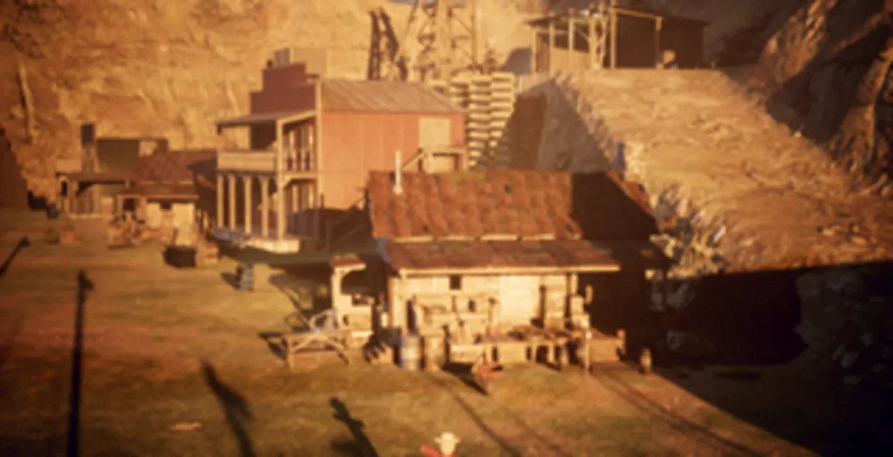The mining town at the bottom of the canyon